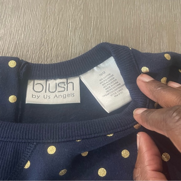 Blush by US Angels cotton navy gold polka dots jumper elastic waist Size 10/12 - Picture 14 of 14